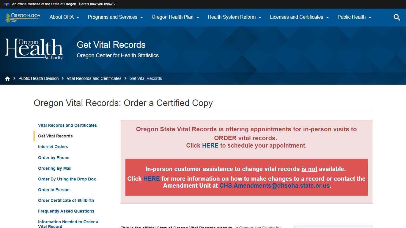 Oregon Health Authority : Oregon Vital Records: Order a ...